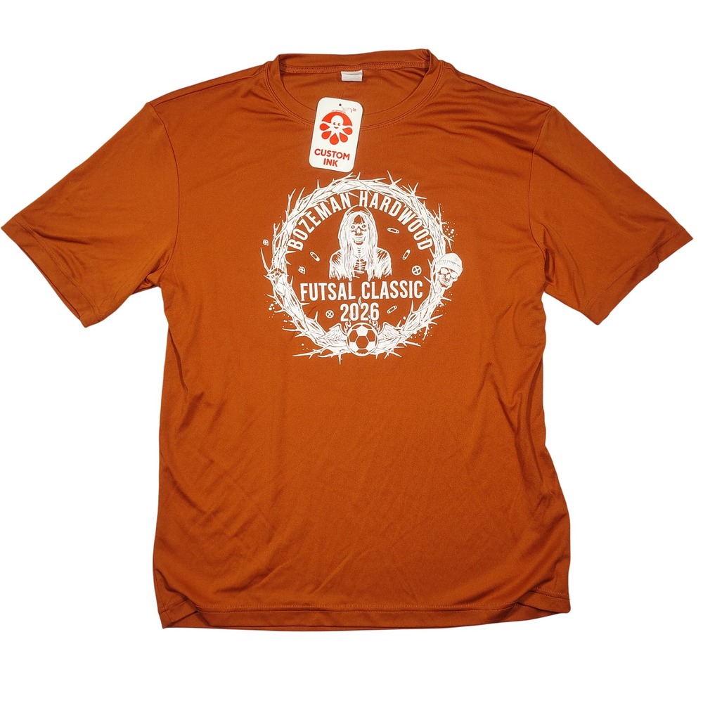 Sport-Tek Graphic T-Shirt Mens M Orange Futsal Classic NWT Performance Polyester